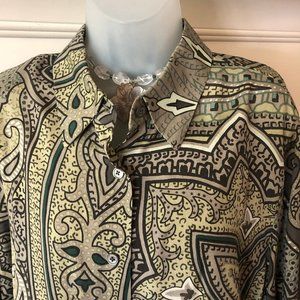 Ellen Tracy Greens & Browns Paisley Blouse